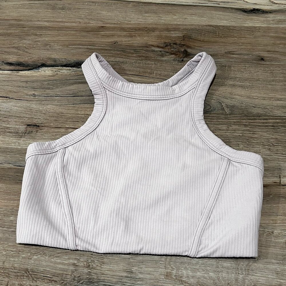 Lululemon Ribbed Nulu High-Neck Yoga Bra (Faint Lavender) | Size 6